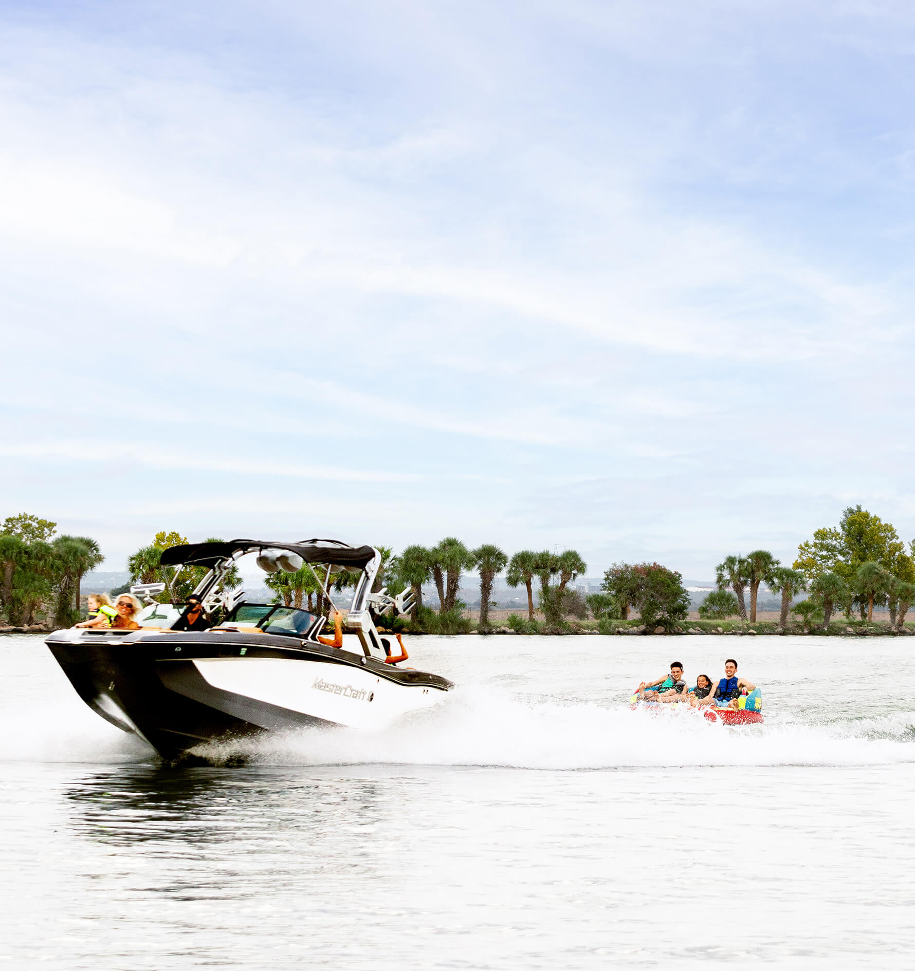 tubing behind boat